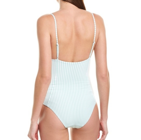 Onia Green Striped Isabella High Leg Bathingsuit - Picture 9 of 9